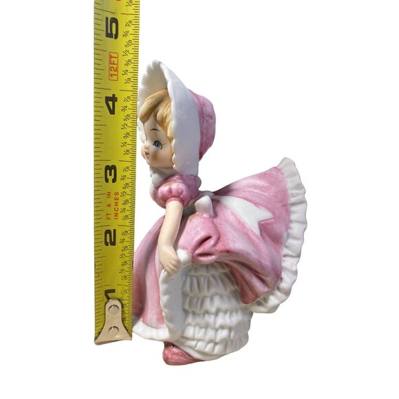 Girl with Bloomers #904 Bisque Porcelain Figurine Pink Ruffled Dress 4.5" - Picture 11 of 16